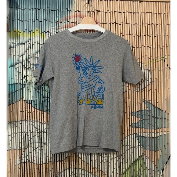 UNIQLO SPRZNY Keith Haring Statue of Liberty New York Cotton T-Shirt Men's Small - Picture 1 of 10